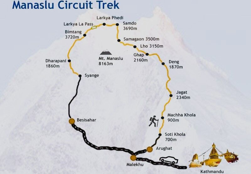 Manaslu Circuit Trek Map