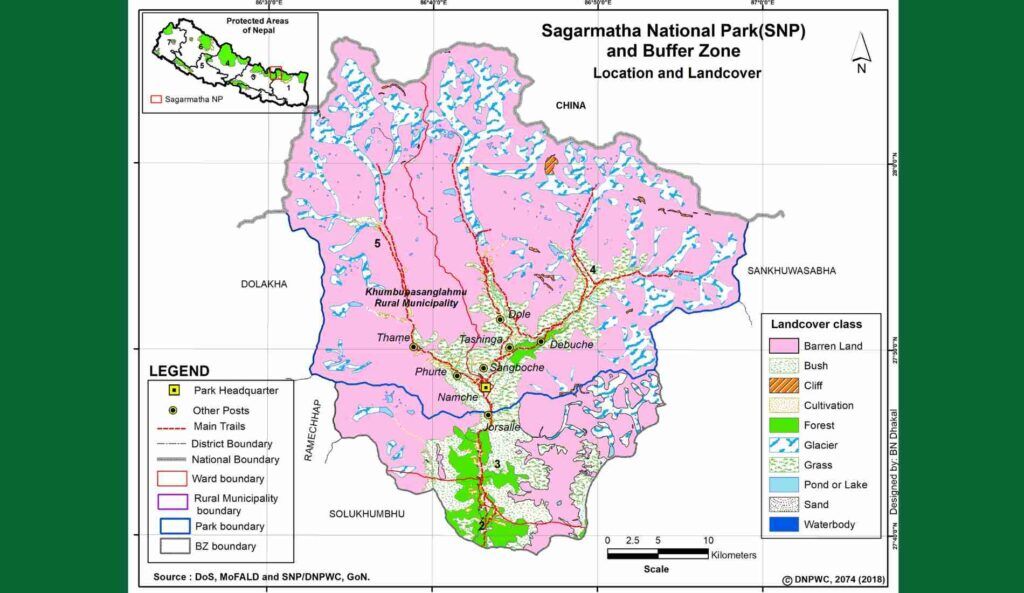 Map of Sagarmatha National Park